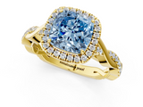 Yellow gold Fancy Blue Cushion  Halo Twist Band Solitaire Ring_21