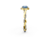 Yellow gold Fancy Blue Cushion  Halo Twist Band Solitaire Ring_22