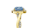 Yellow gold Fancy Blue Cushion  Halo Twist Band Solitaire Ring_25