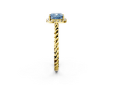 Yellow gold Fancy Blue Cushion  Halo Twisted Band Four-Prong Diamond Ring_22