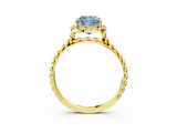 Yellow gold Fancy Blue Cushion  Halo Twisted Band Four-Prong Diamond Ring_23