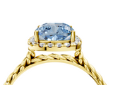 Yellow gold Fancy Blue Cushion  Halo Twisted Band Four-Prong Diamond Ring_24