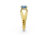 Yellow gold Fancy Blue Cushion  Halo Twisted Band Four-Prong Ring_35