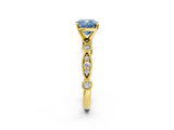 Yellow gold Fancy Blue Cushion  Milgrain Bezel Diamond Engagement Ring with Solitaire Prong Setting_157