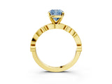 Yellow gold Fancy Blue Cushion  Milgrain Bezel Diamond Engagement Ring with Solitaire Prong Setting_158