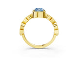 Yellow gold Fancy Blue Cushion  Milgrain Marquise Diamond Twist Band Ring_65