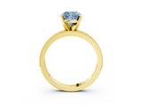 Yellow gold Fancy Blue Cushion  Milgrain Pave Diamond Engagement Ring with Four-Prong Setting_161