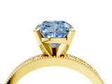 Yellow gold Fancy Blue Cushion  Milgrain Pave Diamond Engagement Ring with Four-Prong Setting_162