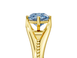 Yellow gold Fancy Blue Cushion  Solitaire Beaded Band Six-Prong Setting_4
