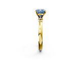 Yellow gold Fancy Blue Cushion  Solitaire Beaded Band with Four-Prong Setting_62