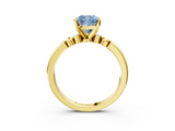 Yellow gold Fancy Blue Cushion  Solitaire Beaded Band with Four-Prong Setting_63
