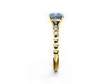 Yellow gold Fancy Blue Cushion  Solitaire Bezel Accent Diamond Engagement Ring with Beaded Band and Four-Prong Setting_29