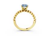 Yellow gold Fancy Blue Cushion  Solitaire Bezel Accent Diamond Engagement Ring with Beaded Band and Four-Prong Setting_30