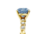 Yellow gold Fancy Blue Cushion  Solitaire Bezel Accent Diamond Engagement Ring with Beaded Band and Four-Prong Setting_32