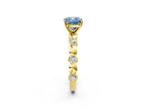 Yellow gold Fancy Blue Cushion  Solitaire Bezel-Set Diamond Ring with Beaded Band and Four-Prong Setting_34