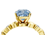 Yellow gold Fancy Blue Cushion  Solitaire Bezel-Set Diamond Ring with Beaded Band and Four-Prong Setting_36