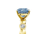 Yellow gold Fancy Blue Cushion  Solitaire Bezel-Set Diamond Ring with Beaded Band and Four-Prong Setting_37