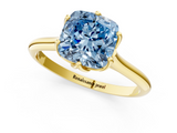 Yellow gold Fancy Blue Cushion  Solitaire Cathedral Diamond Ring with Six-Prong Setting_18