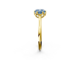 Yellow gold Fancy Blue Cushion  Solitaire Cathedral Diamond Ring with Six-Prong Setting_19