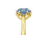 Yellow gold Fancy Blue Cushion  Solitaire Cathedral Diamond Ring with Six-Prong Setting_22