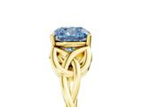 Yellow gold Fancy Blue Cushion  Solitaire Celtic Knot Engagement Ring with Four-Prong Setting_63
