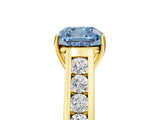 Yellow gold Fancy Blue Cushion  Solitaire Channel-Set Diamond Engagement Ring with Four-Prong Setting_59