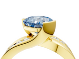 Yellow gold Fancy Blue Cushion  Solitaire Channel-Set Split Shank Ring with Tension Prong Setting_7