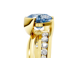 Yellow gold Fancy Blue Cushion  Solitaire Channel-Set Split Shank Ring with Tension Prong Setting_8