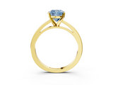 Yellow gold Fancy Blue Cushion  Solitaire Diamond Engagement Ring with Four-Prong Setting on a Classic Band_6