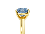 Yellow gold Fancy Blue Cushion  Solitaire Diamond Engagement Ring with Four-Prong Setting on a Classic Band_8