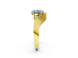 Yellow gold Fancy Blue Cushion  Solitaire Diamond Engagement Ring with Pave Band and Four-Prong Setting_28