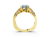 Yellow gold Fancy Blue Cushion  Solitaire Diamond Engagement Ring with Pave Band and Four-Prong Setting_29