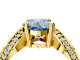 Yellow gold Fancy Blue Cushion  Solitaire Diamond Engagement Ring with Pave Band and Four-Prong Setting_30