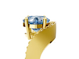 Yellow gold Fancy Blue Cushion  Solitaire Diamond Engagement Ring with Pave Band and Four-Prong Setting_31
