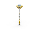 Yellow gold Fancy Blue Cushion  Solitaire Diamond Engagement Ring with Pave Band and Six-Prong Setting_22