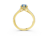 Yellow gold Fancy Blue Cushion  Solitaire Diamond Engagement Ring with Pave Band and Six-Prong Setting_23