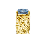 Yellow gold Fancy Blue Cushion  Solitaire Diamond Leaf Vine Band with Prong Setting_50