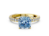 Yellow gold Fancy Blue Cushion  Solitaire Diamond Pavé Band with Four-Prong Setting_28