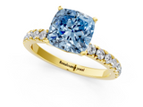Yellow gold Fancy Blue Cushion  Solitaire Diamond Pavé Band with Four-Prong Setting_29