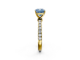 Yellow gold Fancy Blue Cushion  Solitaire Diamond Pavé Band with Four-Prong Setting_30