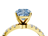 Yellow gold Fancy Blue Cushion  Solitaire Diamond Pavé Band with Four-Prong Setting_32