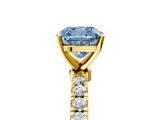 Yellow gold Fancy Blue Cushion  Solitaire Diamond Pavé Band with Four-Prong Setting_33