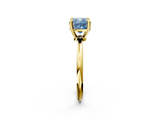 Yellow gold Fancy Blue Cushion  Solitaire Diamond Ring with 4-Prong Setting on a Classic Band_5