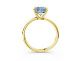 Yellow gold Fancy Blue Cushion  Solitaire Diamond Ring with 4-Prong Setting on a Classic Band_6
