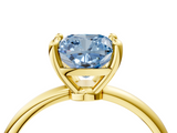 Yellow gold Fancy Blue Cushion  Solitaire Diamond Ring with 4-Prong Setting on a Classic Band_7