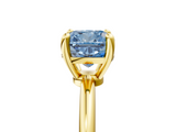 Yellow gold Fancy Blue Cushion  Solitaire Diamond Ring with 4-Prong Setting on a Classic Band_8