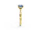 Yellow gold Fancy Blue Cushion  Solitaire Diamond Ring with Bamboo Band and Four-Prong Setting_40