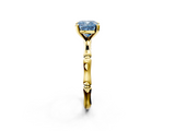 Yellow gold Fancy Blue Cushion  Solitaire Diamond Ring with Bamboo Band and Four-Prong Setting_41