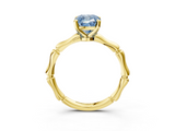 Yellow gold Fancy Blue Cushion  Solitaire Diamond Ring with Bamboo Band and Four-Prong Setting_42