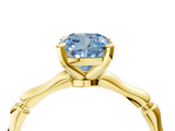 Yellow gold Fancy Blue Cushion  Solitaire Diamond Ring with Bamboo Band and Four-Prong Setting_43